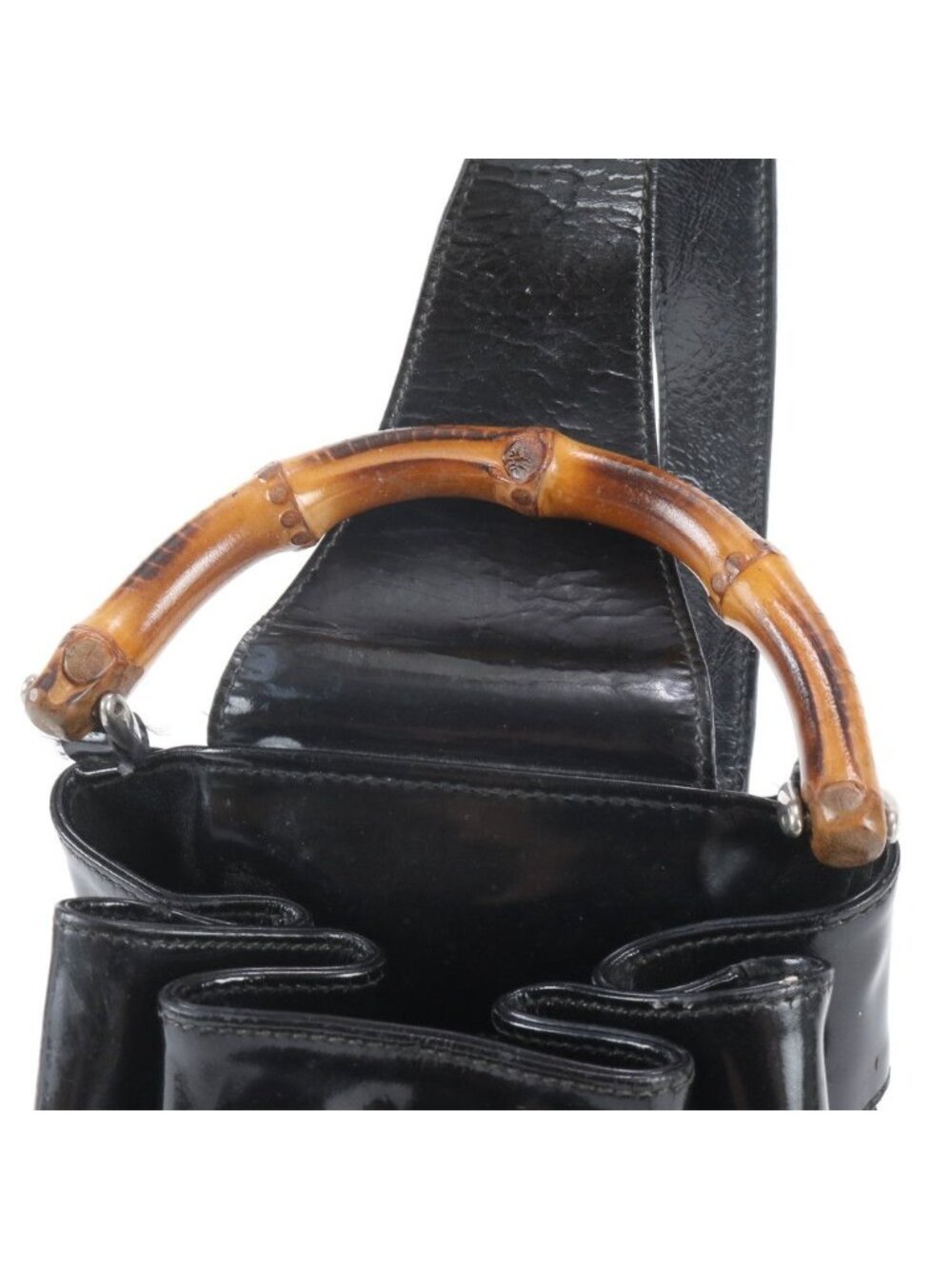 Gucci Bamboo Leather Nylon 2-Way Shoulder Bag Crossbody Drawstring - Picture 3 of 10